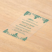 Elegant Teal Damask Islamic Wedding Acryleinladungen (Ablage )