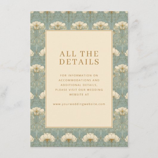 Elegant Teal Floral Begleitkarte (Vorderseite)