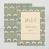Elegant Teal Floral Begleitkarte (Vorne/Hinten)
