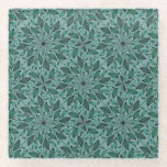 Elegant Teal Floral Pattern with Leaf Mandala  Glasuntersetzer<br><div class="desc">Seamless teal floral pattern with intricate leaf mandala motifs on a muted aqua background,  conveying elegance and harmony.</div>
