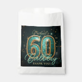 Elegant Teal Gold 60th Birthday Party Thank You Geschenktütchen (Vorderseite)