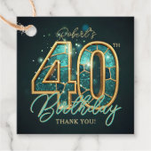 Elegant Teal Gold Agate 40th Birthday Thank You Geschenkanhänger (Vorderseite)