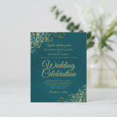 Elegant Teal & Gold BUDGET Wedding Invitation (Stehend Vorderseite)