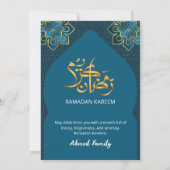Elegant Teal Gold Islamic Ramadan Iftar Invitation Einladung (Rückseite)