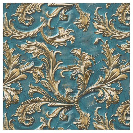 Elegant teal gold tooled leather  stoff (Nahaufnahme)