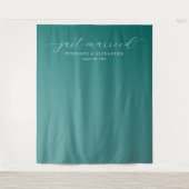 Elegant Teal Just Married Wandteppich (Vorderseite)