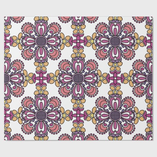 Elegant Teal & Maroon Floral Pattern Wrapping Geschenkpapier (Flach)