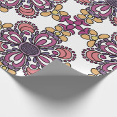 Elegant Teal & Maroon Floral Pattern Wrapping Geschenkpapier (Ecke)