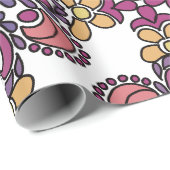 Elegant Teal & Maroon Floral Pattern Wrapping Geschenkpapier (Rolleneckpunkt)
