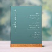 Elegant Teal Minimalist Bar Menu Acrylschild (Neutral)