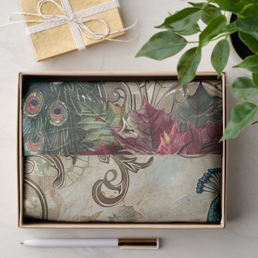Elegant Teal Peacock Christmas Decoupage Seidenpapier (Geschenk)