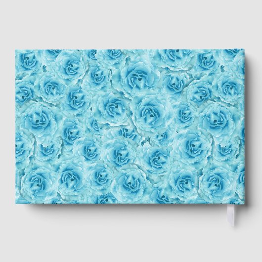Elegant Teal Rose Floral Quinceanera Silver  Gästebuch (Rückseite)