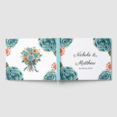 Elegant Teal Rose & Orange Daisey Wedding Gästebuch (Voll)