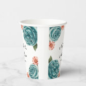 Elegant Teal Rose & Orange Daisey Wedding Pappbecher (Rechts)