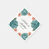 Elegant Teal Rose & Orange Daisey Wedding Serviette (Ecke)