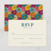 Elegant Teal RSVP Card Karte (Vorne/Hinten)