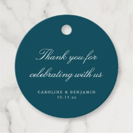 Elegant Teal Script Wedding Custom Thank You Geschenkanhänger