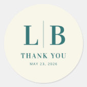 Elegant Teal Serif Wedding Thank You Sticker (Vorderseite)