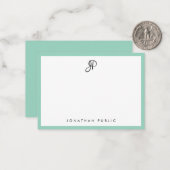 Elegant Teal Simple Template Typography Monogram Mitteilungskarte (Vorderseite/Rückseite Beispiel)