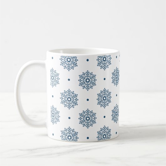 Elegant Teal Snowflake Pattern Monogram Holiday Kaffeetasse (Links)