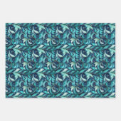 Elegant teal swirl leaf pattern  geschenkpapier set (Vorderseite 2)