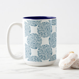 Elegant Teal Swirl Pattern Zweifarbige Tasse