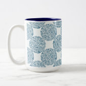 Elegant Teal Swirl Pattern Zweifarbige Tasse (Links)