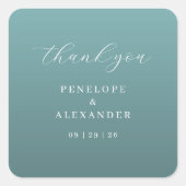 Elegant Teal Thank You Card Quadratischer Aufkleber (Vorderseite)