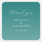 Elegant Teal Thank You Card Quadratischer Aufkleber (Vorderseite)
