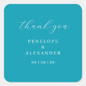 Elegant Teal Thank You Card Quadratischer Aufkleber (Vorderseite)