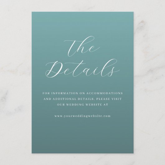 Elegant Teal Typographic Invite Begleitkarte (Vorderseite)