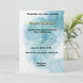 Elegant Teal Watercolor Wedding Invitation Einladung (Stehend Vorderseite)