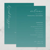 Elegant Teal Wedding Ceremony Program Programm (Vorne/Hinten)