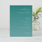 Elegant Teal Wedding Ceremony Program Programm (Stehend Vorderseite)