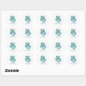 Elegant teal Wedding roses customizable Runder Aufkleber (Blatt)