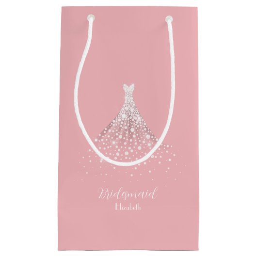 Elegant Team Bride Diamond Dress Pink Kleine Geschenktüte (Vorderseite)