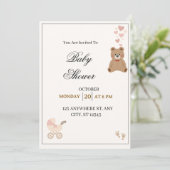 Elegant Teddy Bear Baby Shower Invitation  Einladung (Stehend Vorderseite)