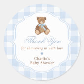 Elegant Teddy Bear Baby Shower Runder Aufkleber (Vorderseite)