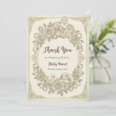 Elegant Teddy Bear Baby Shower Thank You Card, Bot Dankeskarte (Stehend Vorderseite)