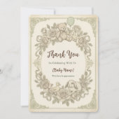 Elegant Teddy Bear Baby Shower Thank You Card, Bot Dankeskarte (Vorderseite)