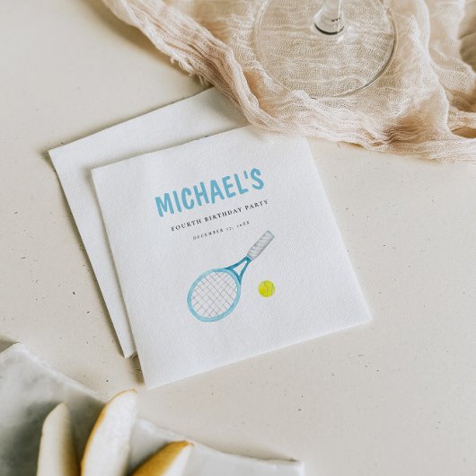 Elegant Tennis Birthday Paper Napkin Serviette
