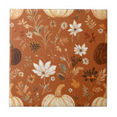 Elegant Terra Cota Pumpkin Herbst Blumenmuster Fliese (Vorderseite)