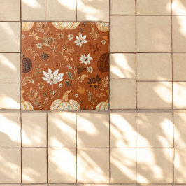 Elegant Terra Cota Pumpkin Herbst Blumenmuster Fliese