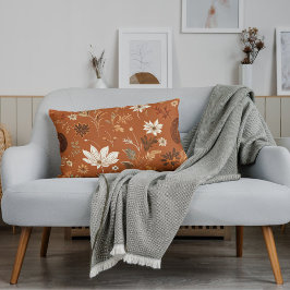 Elegant Terra Cota Pumpkin Herbst Blumenmuster Lendenkissen