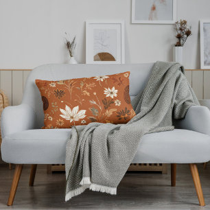 Elegant Terra Cota Pumpkin Herbst Blumenmuster Lendenkissen