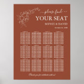 Elegant Terracotta 12 Table Seating Chart Wedding Poster (Vorne)