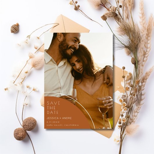 Elegant Terracotta 2 Foto Wedding Save the Date
