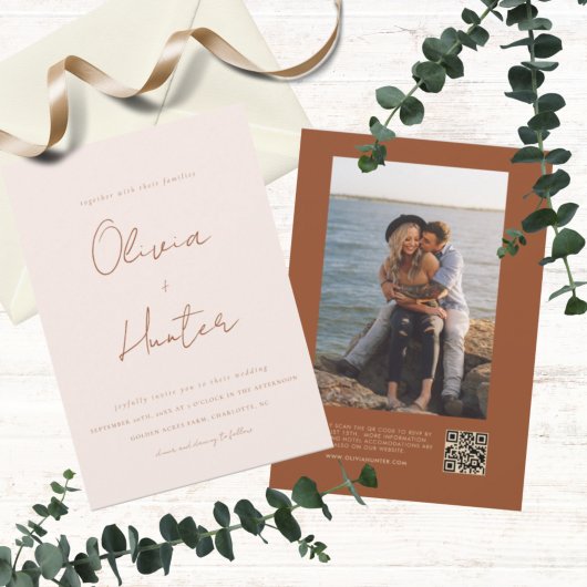 Elegant Terracotta All in One Wedding Einladung