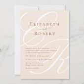 Elegant Terracotta & Beige Monogram Wedding Einladung (Vorderseite)