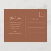 Elegant Terracotta Boho Floral Wedding Vielen Dank Postkarte (Rückseite)